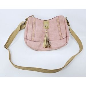 Kensie Handbag Ligh5 Pink 12”x9”x5" Tassel Tote Purse Adjustable Strap VGC